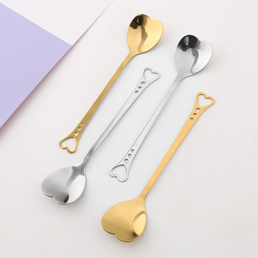 V Stainless Steel Love Spoon Hollow Heart-shaped