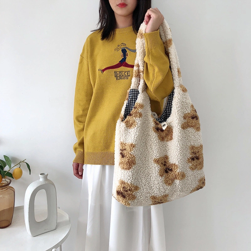 BagKorean Plush Cute Cartoon Bear Large-capacity Casual One-shoulder All-match Shopping Bag