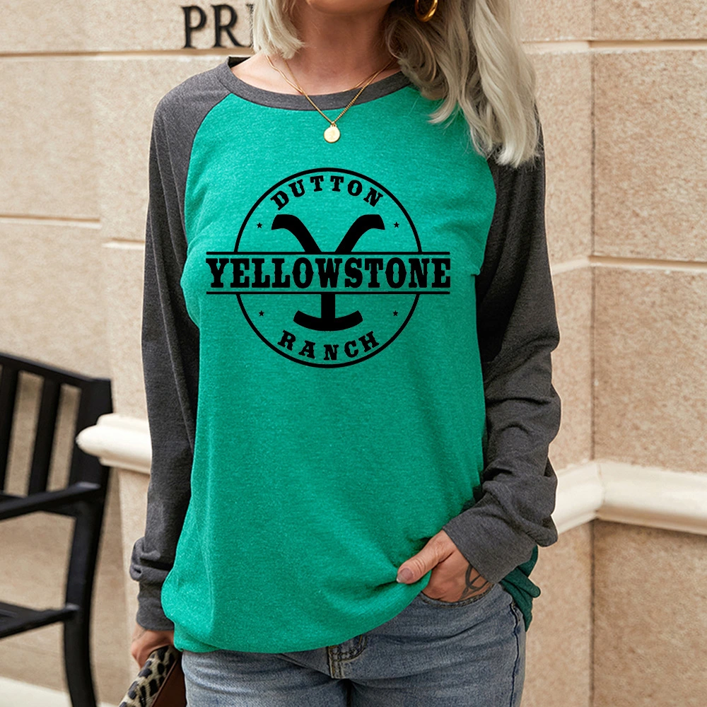 Ladies Round Pattern Printed Two-tone T-shirt
