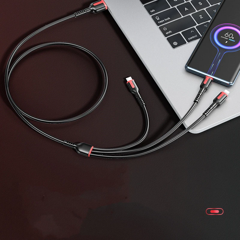 Fast Charge Data Cable One Drag Three 66W Braided USB