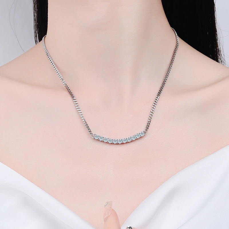 S925 Sterling Silver 2.2 Carat Sandwich Necklace