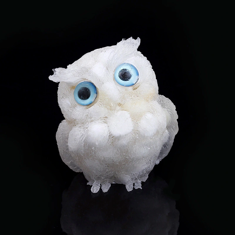 Natural Crystal Gravel Drops Glue Owl Ornaments