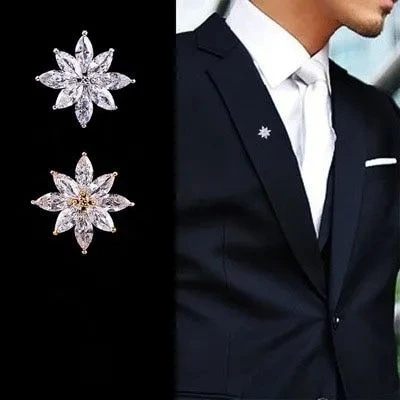 Crystal Small Brooch Collar Pin Gold-plated Micro Inlaid Zircon High-grade Anti-exposure Cap Ornament