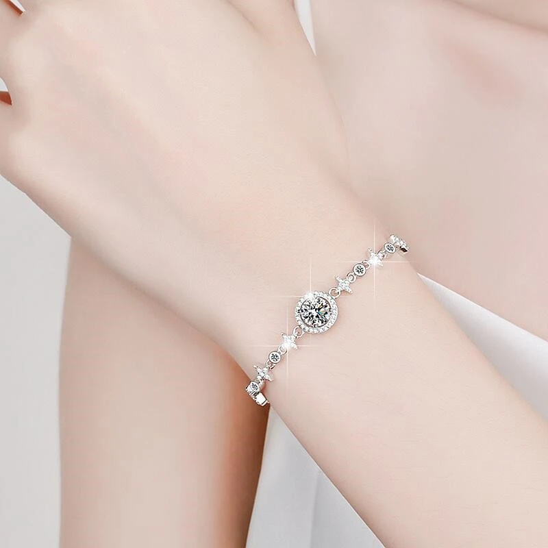 S925 Sterling Silver Mosang Diamond Women's Bracelet