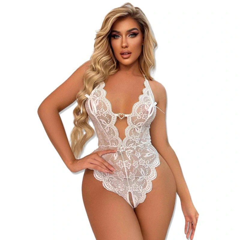 Lace Perspective Detachable Crotch One Piece Pajamas