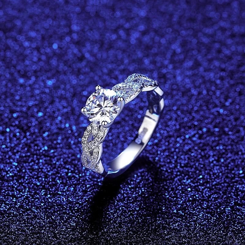 Mossan Diamond Ring 925 Sterling Silver