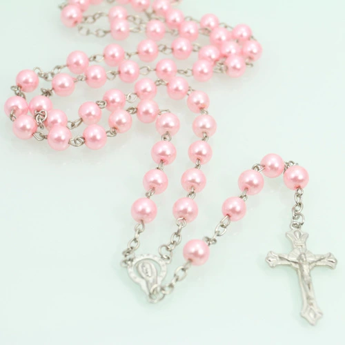 8MM Bead Jewelry Pearl Cross Necklace