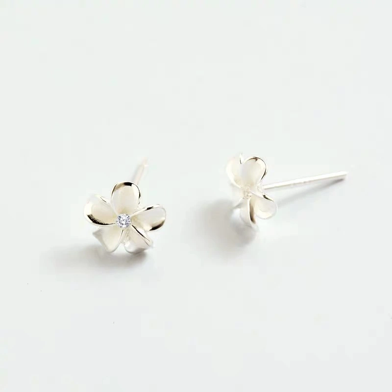 Fashionable Sterling Silver Flower Earrings