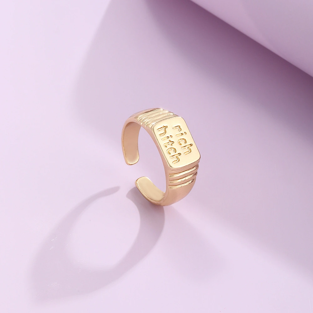 New Fashion Retro Alphabet Corrugated Ring