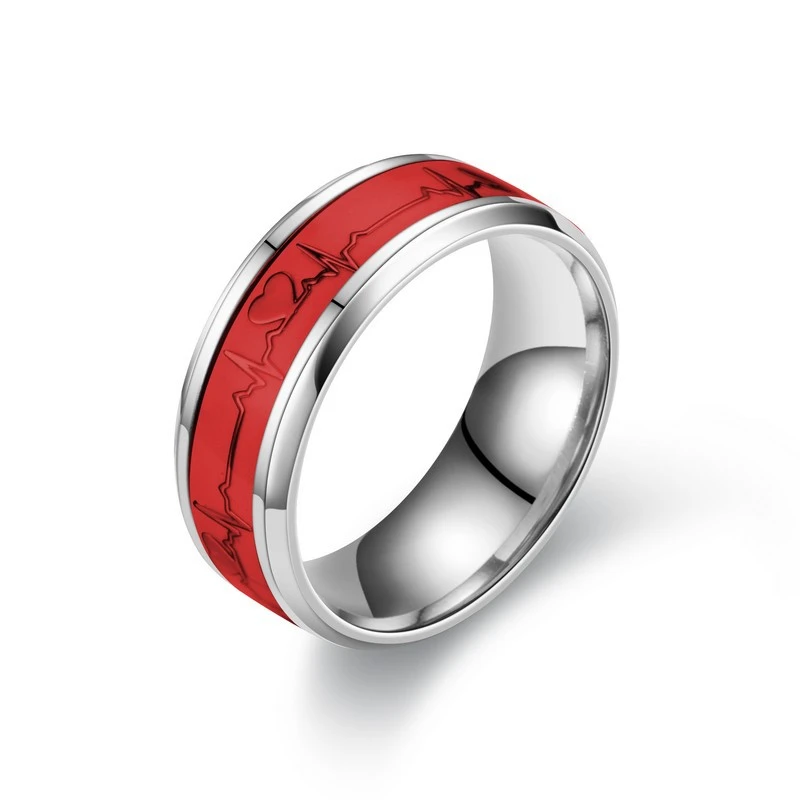 Stainless Steel Luminous Heartbeat Ring