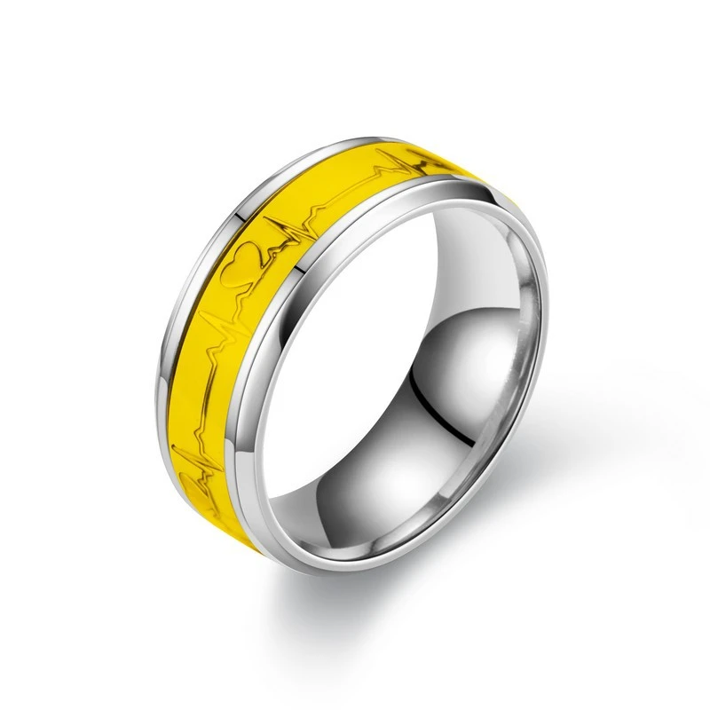 Stainless Steel Luminous Heartbeat Ring