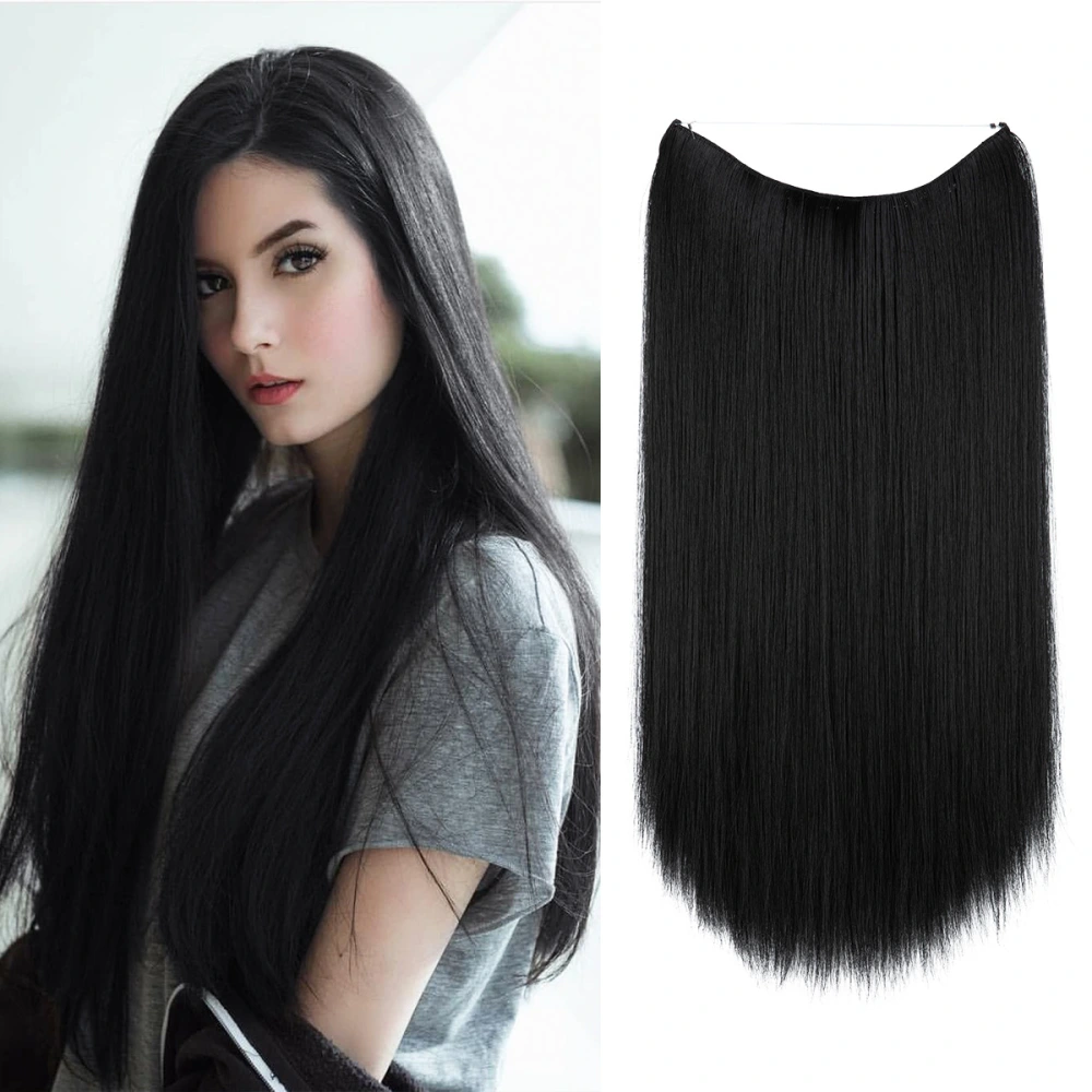 European And American One-piece Long Straight Hair High-temperature Fiber Micro Loop Hair Extensions