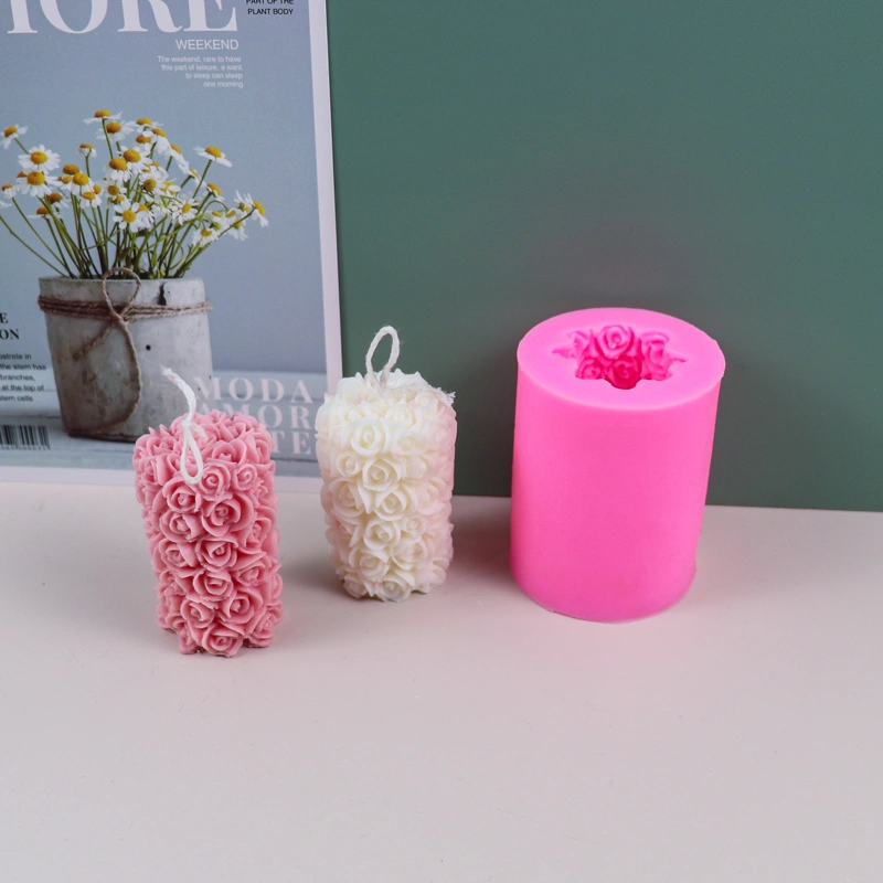 Silicone Fashion Rose Shape Cylinder Mold