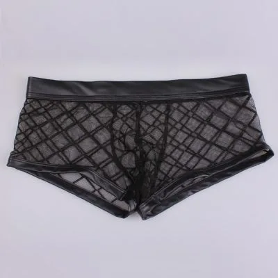 Tulle See-through Plaid Boxers For Men