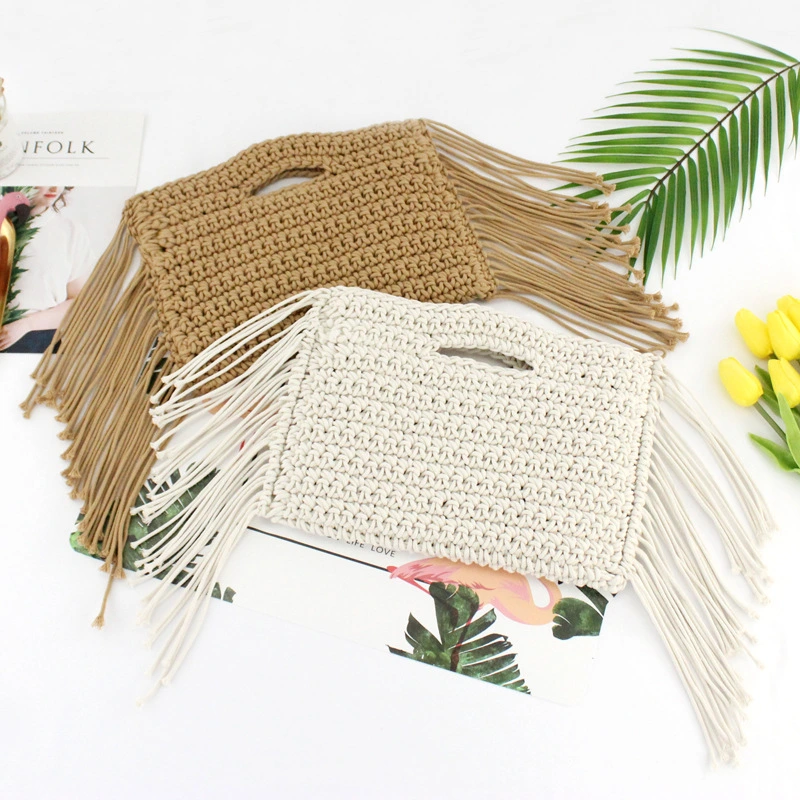 Cotton Tassel Mustache With Notch Woven Bag