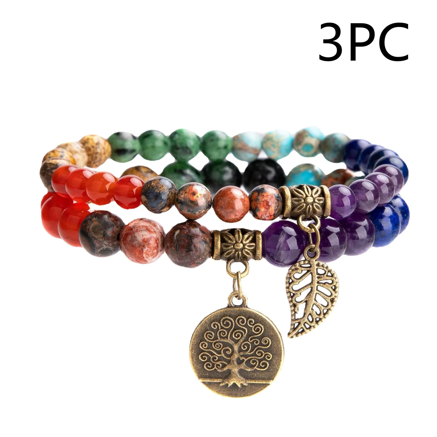 Two Sets Of Colorful Round Bead Bracelets