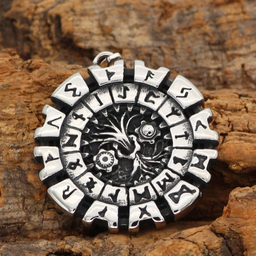 Rune Life Tree Titanium Steel Pendant Necklace