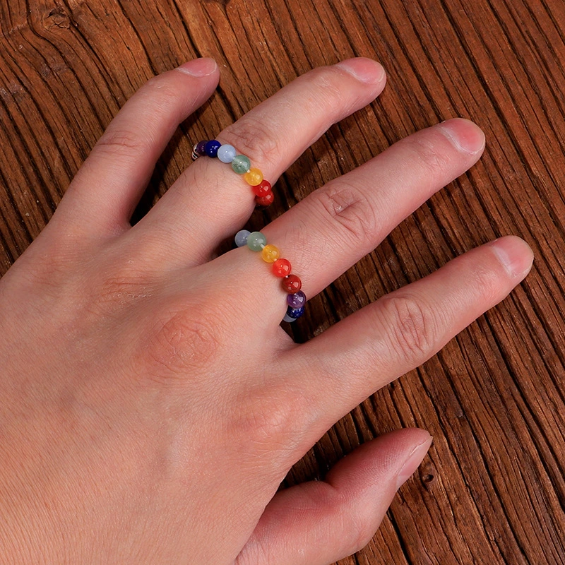 Stone Elastic Ring Amethyst Yellow Crystal