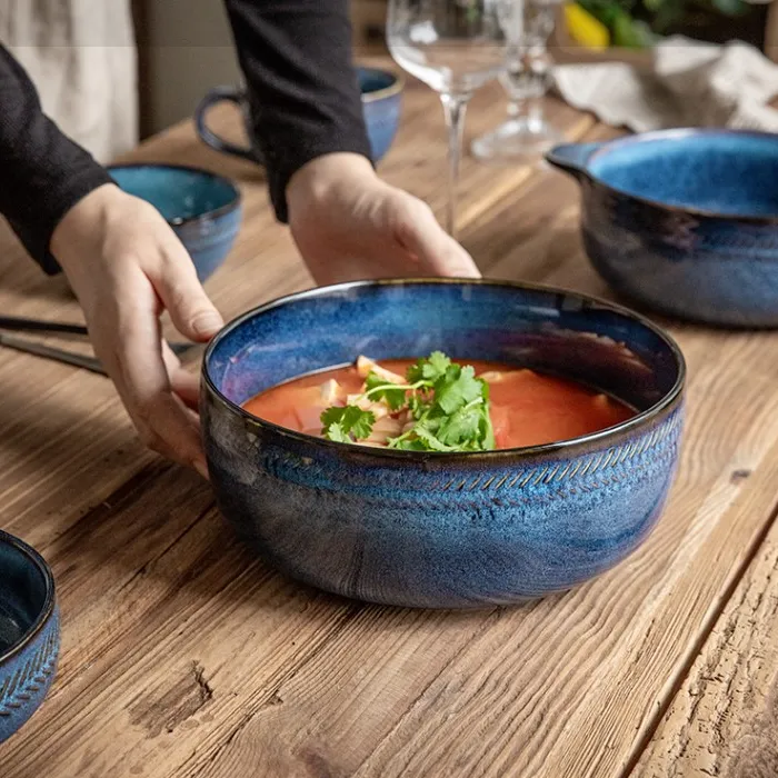 Retro Kiln Change Glaze Ceramic Soup Bowl