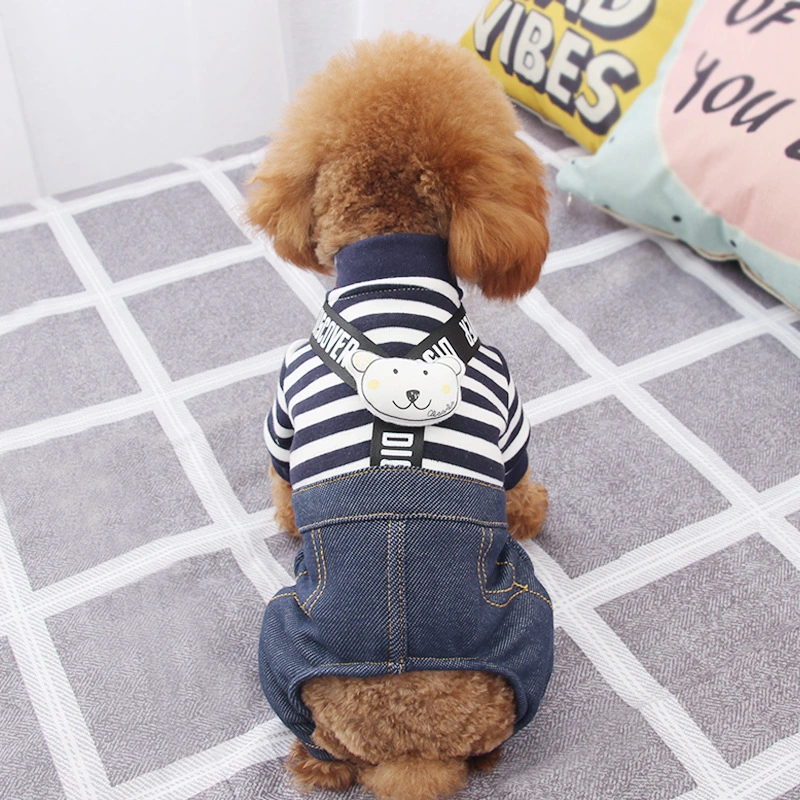 Small Dog Warm Casual Striped Strap Pants