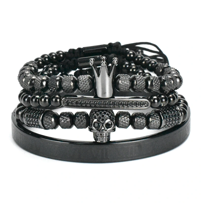 Stainless Steel Skull Bracelet Set Four Pieces For Men