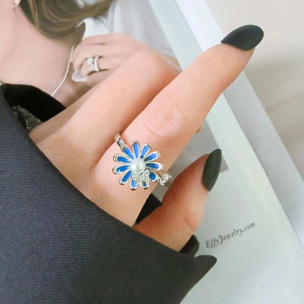 Fashion Adjustable Sunflower Rotating Ring