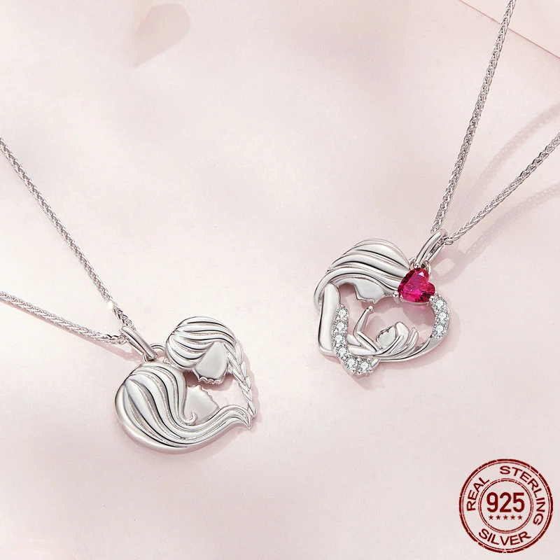 S925 Mother And Daughter Heart  Affection Light Luxury Necklace