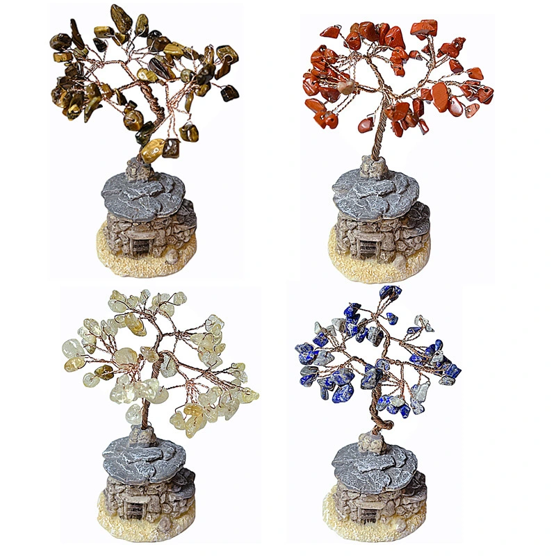 Natural Stone Crystal Hair Wealth Tree Crafts Ornaments