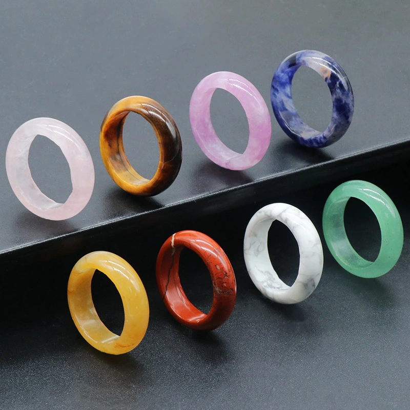 Natural Crystal Agate Stone Running Ring