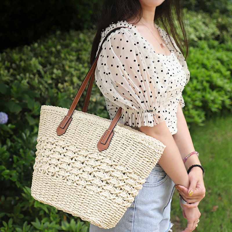 Women's Fashion Minimalist Hollow Paper Rope Straw Bag