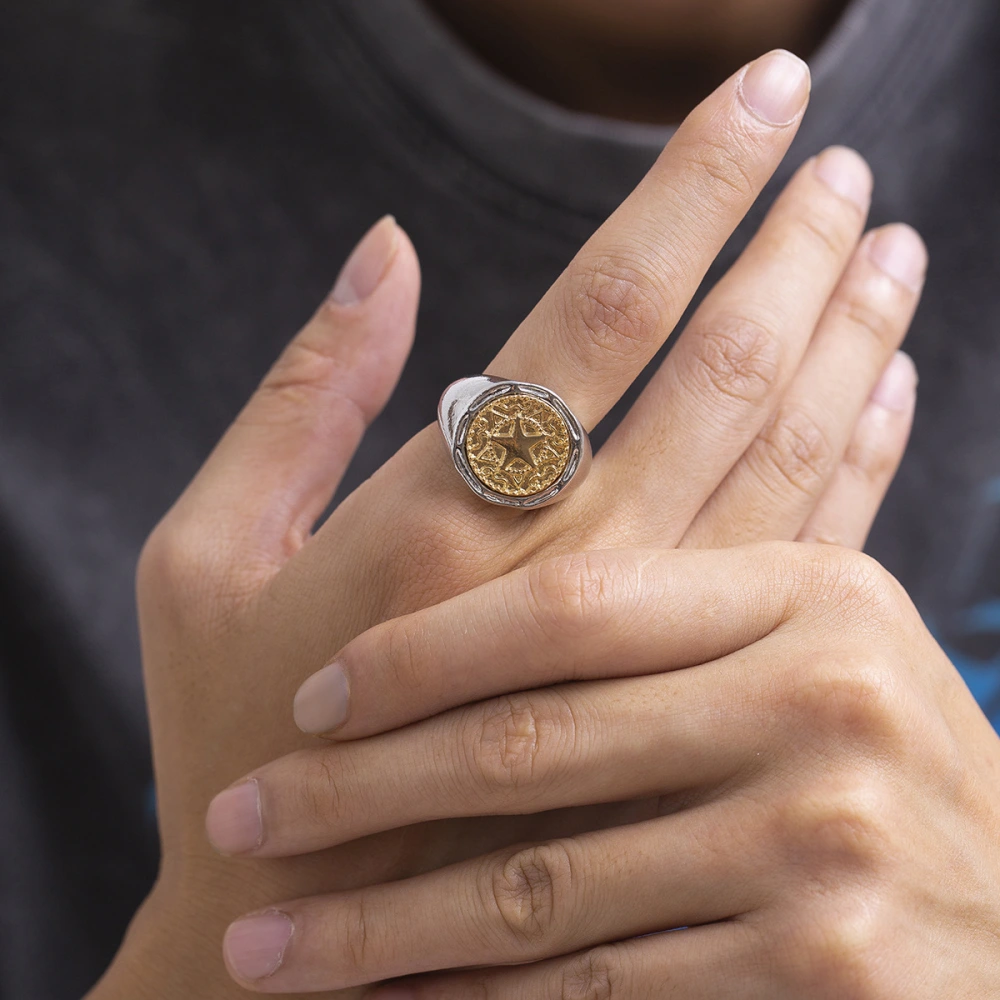 European And American Retro Simple Pentagram Ring