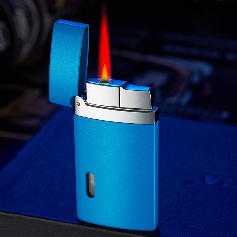 Light And Thin Straight Punch Windproof Red Flame Lighter