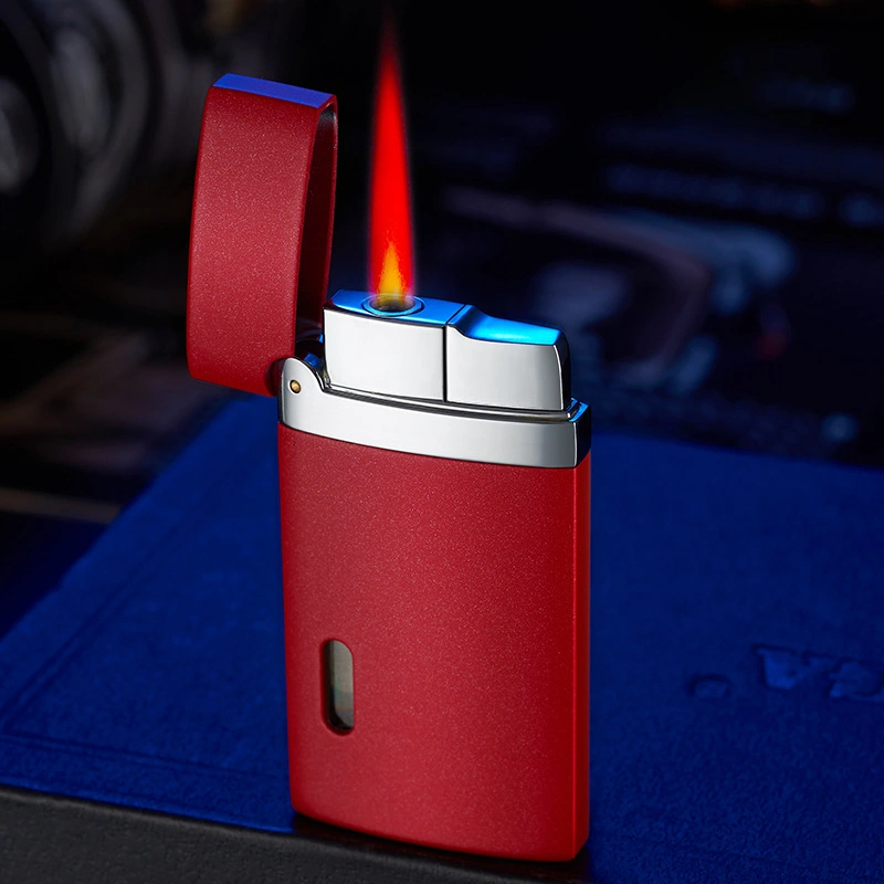 Light And Thin Straight Punch Windproof Red Flame Lighter