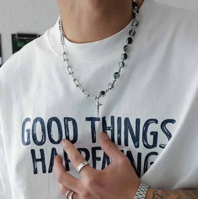 Splicing Beaded Necklace Hip Hop