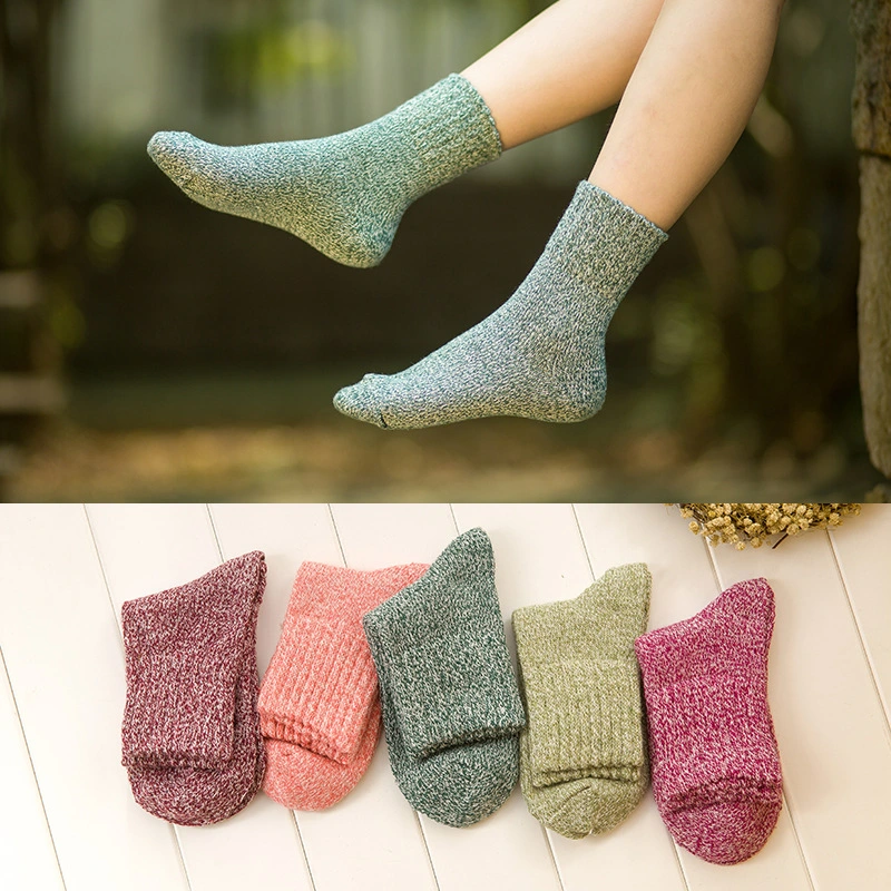 High Screw Type Solid Color Autumn And Winter Thick Warm Angora Wool Women's Socks