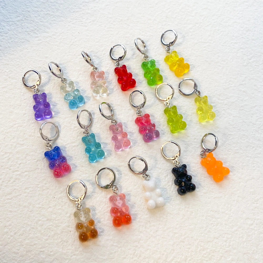 Women's Resin Gradient Cute Little Bear Earrings