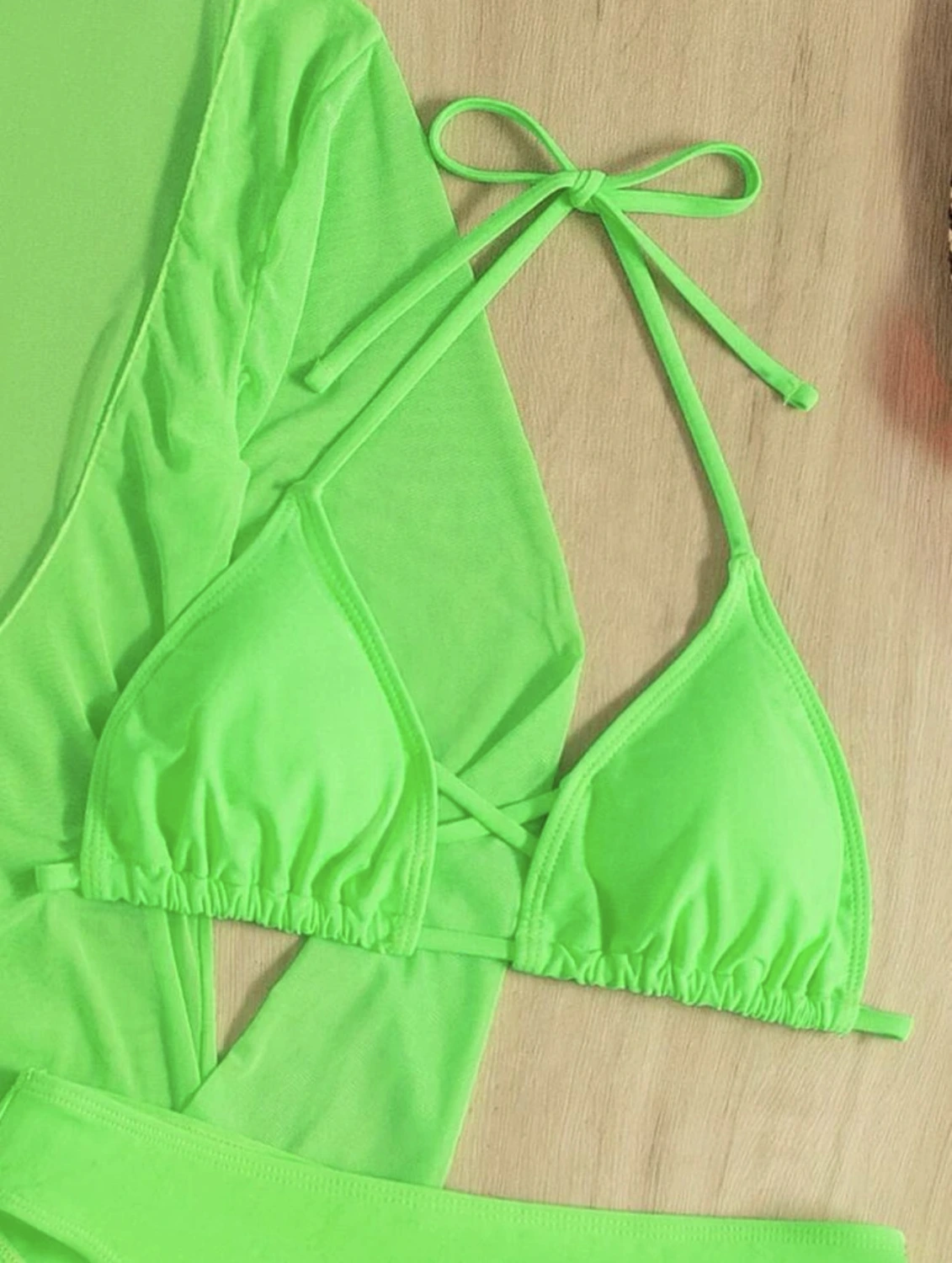 Women's Three-piece Long Gauze Dress Binding Rope Swimsuit