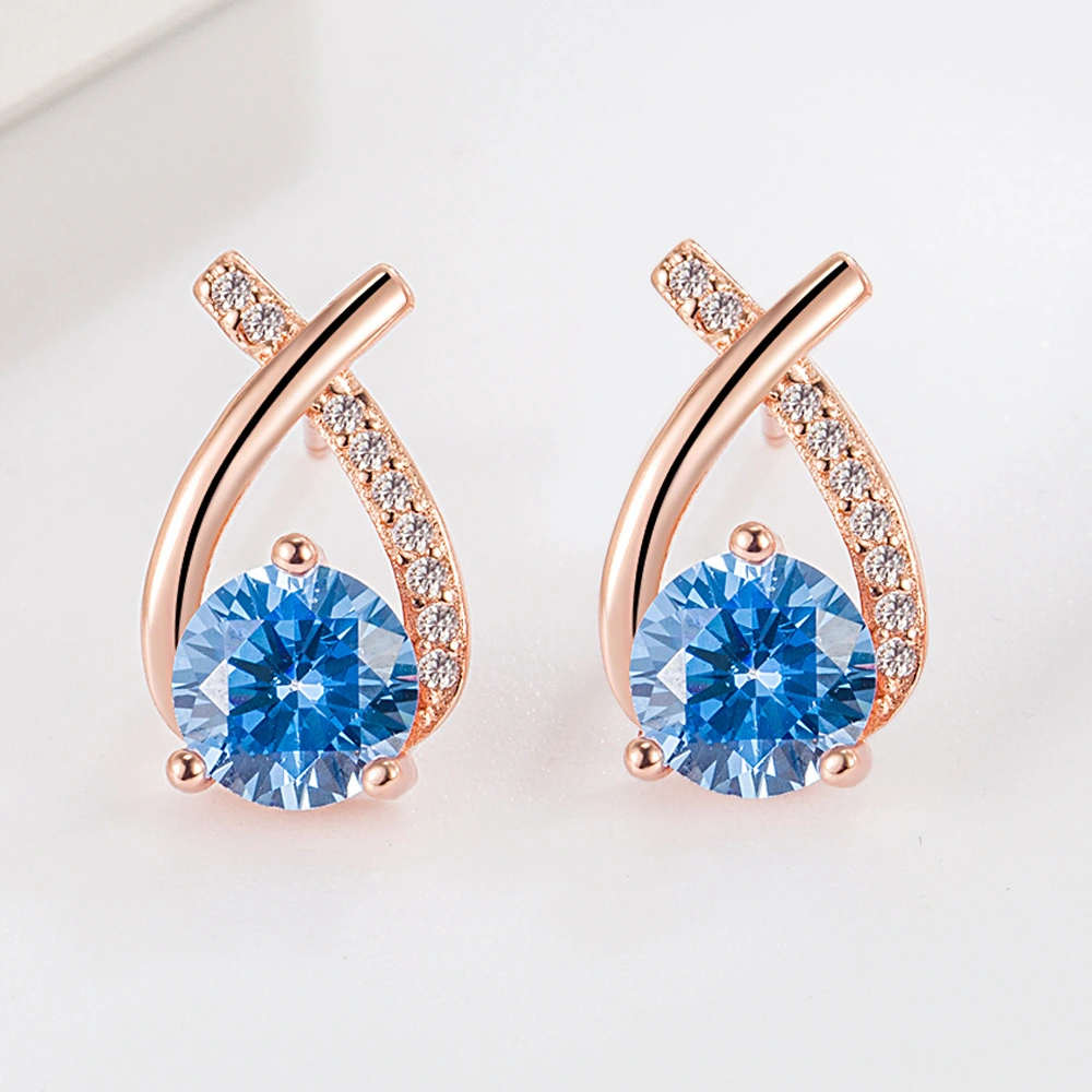 Fishtail Cross Stud Earrings Women's High-grade Temperament