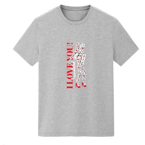 I Love You Graphic Print Women High Quality T-Shirt Black