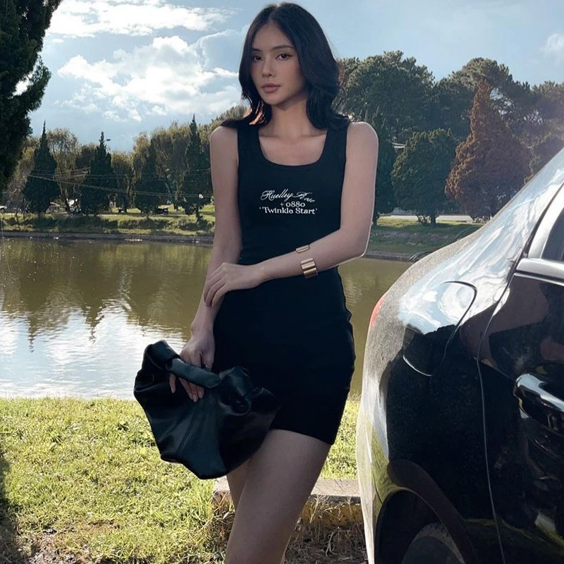 Women's Simple Letter Print Tank Dress