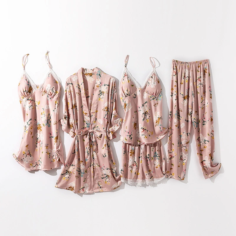 Women's Fashion Simple Print Robe Set