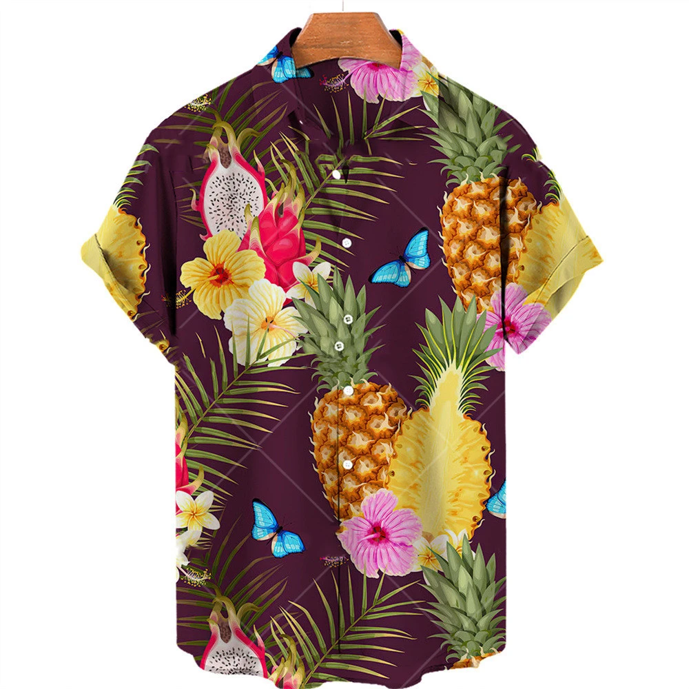 Fashion Casual Fruit Print Hawaiian Shirt