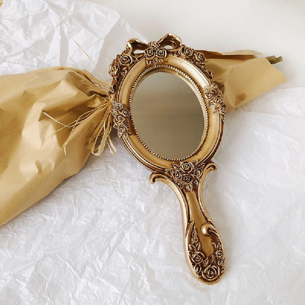 European Vintage Hand-held Makeup Mirror