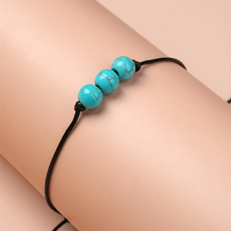 Women's Fashion Simple Turquoise Woven Bead Bracelet