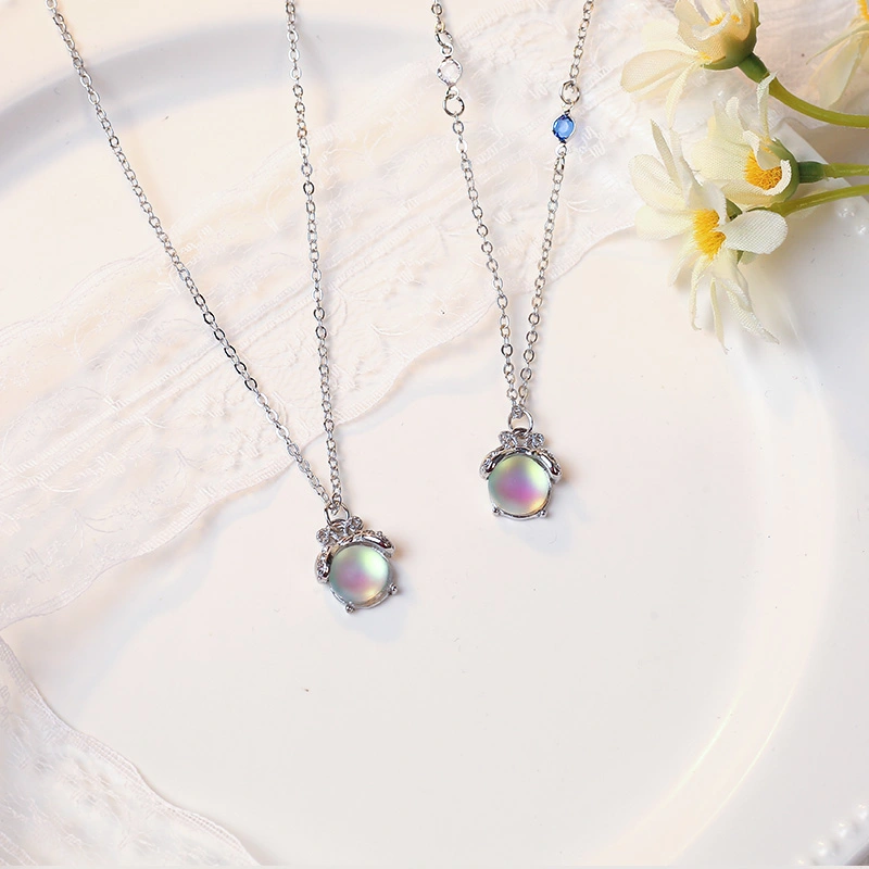 Temperature Sensitive Color Changing Aurora Borealis Pendant Necklace
