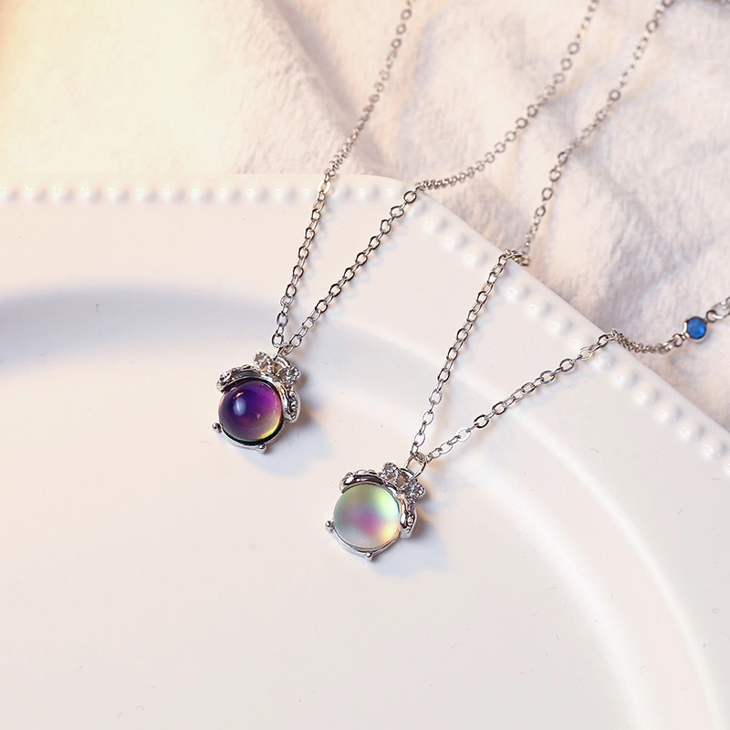Temperature Sensitive Color Changing Aurora Borealis Pendant Necklace