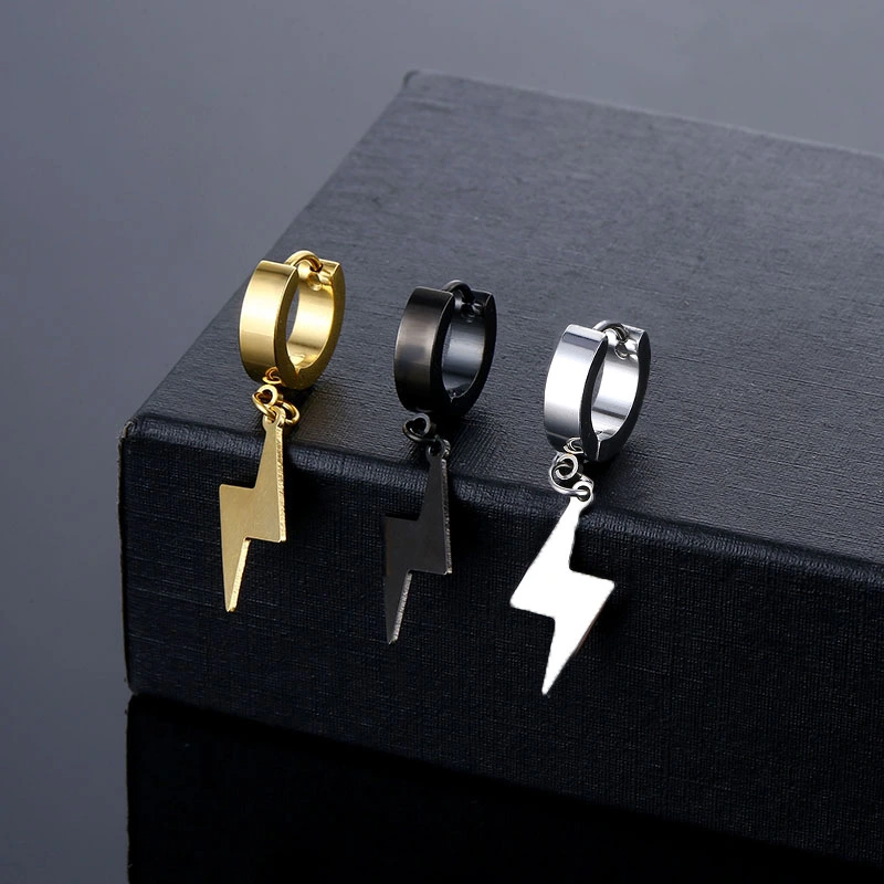 Lightning Pendant Titanium Steel Ear Buckle Male Personality