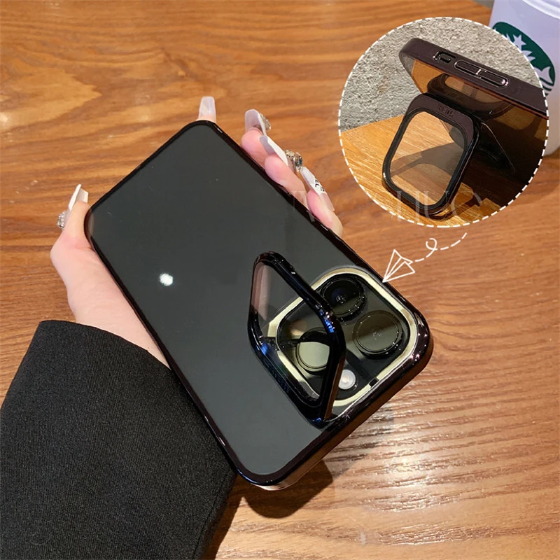 Electroplated Protective Lens Invisible Bracket Phone Case