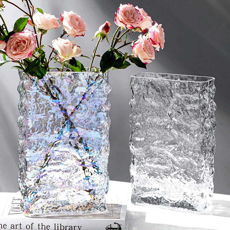 European Style Ins Wind Electroplating Glacier Transparent Glass Vase