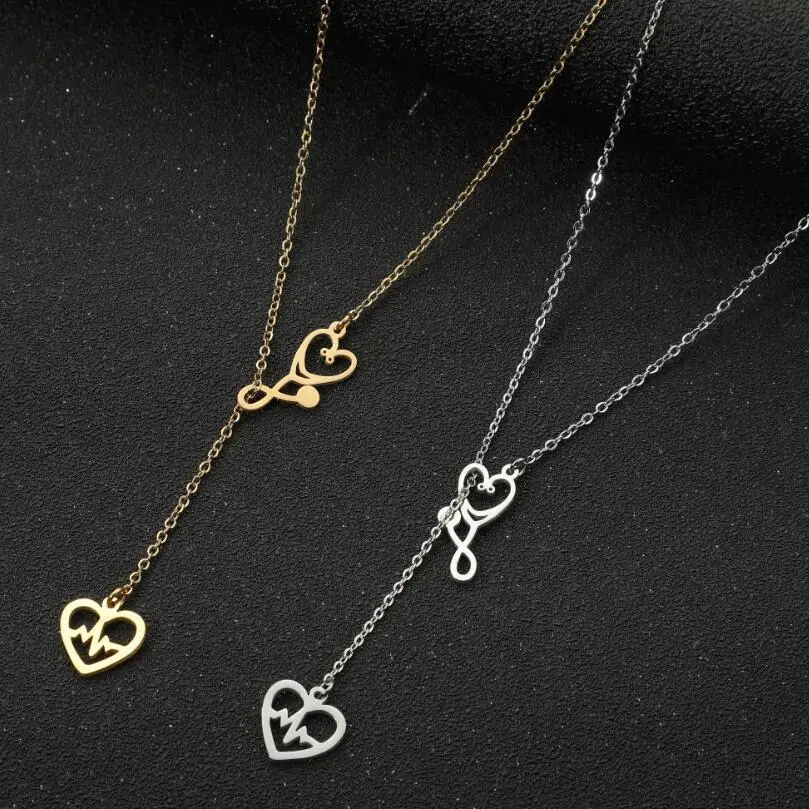 Women's Stainless Steel Stethoscope Love Necklace